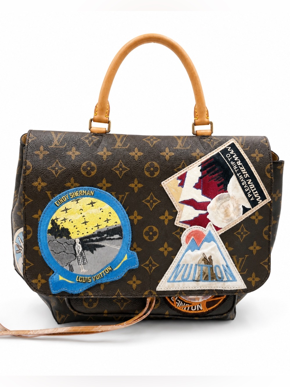 Louis Vuitton Brown Monogram Satchel with Colorful Travel Patches